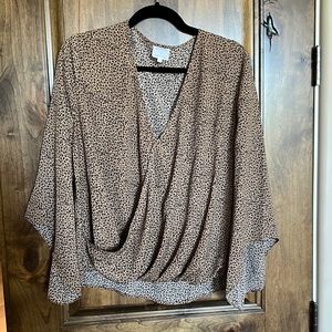 Leopard Wrap Front Blouse